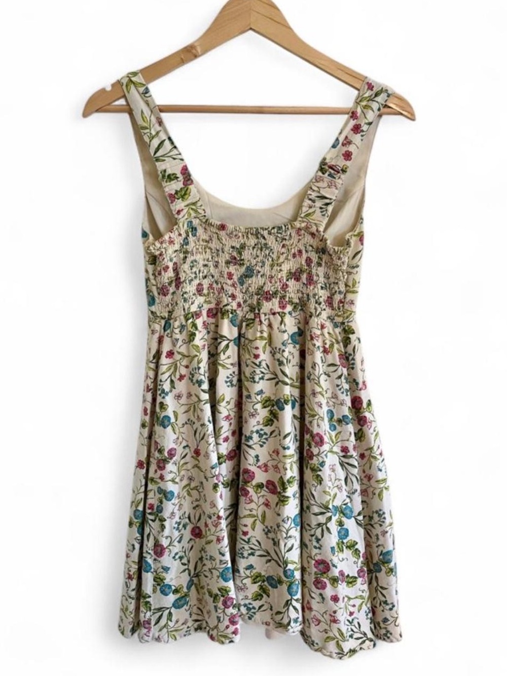 Sincerely Jules Floral Linen Blend Mini Dress Cottagecore Coquette Feminine S - Picture 3 of 8